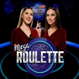 Mega Roulette slot logo by Pragmatic Play at BetOnRed Casino